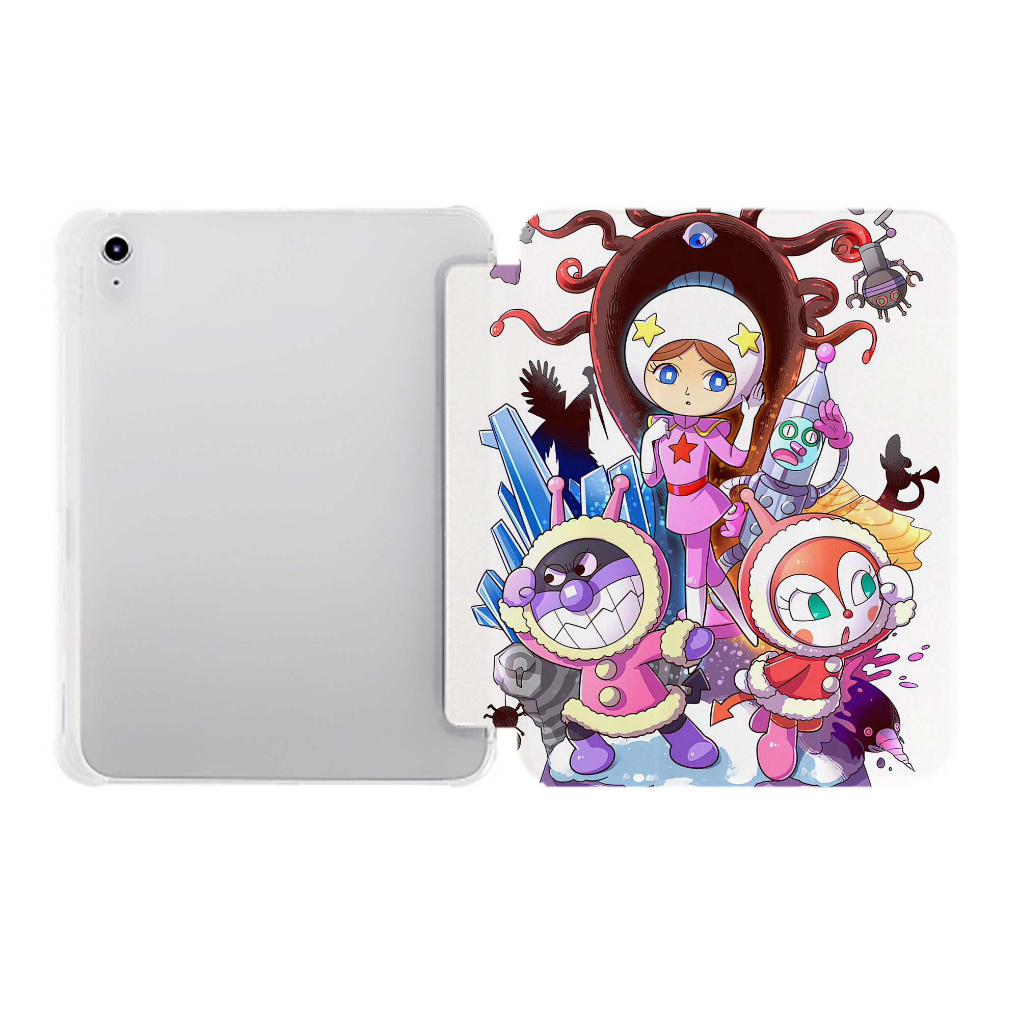 （画像用） アンパンマン Anpanman IPad ケース ペン収納付き 三つ折りスタンド PUレザー×シリコン 対応機種9.5/10.5/10.9インチ